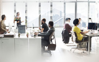 diverse group of people working in an office