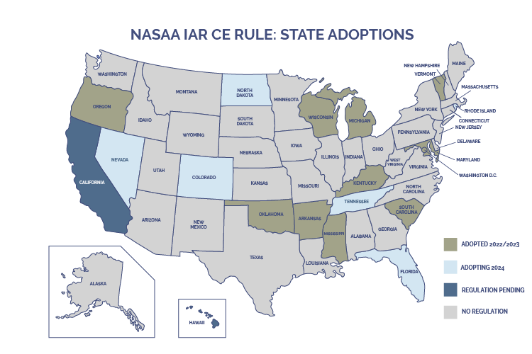 NASAA IAR CE state adoption map_Mesa de trabajo 1