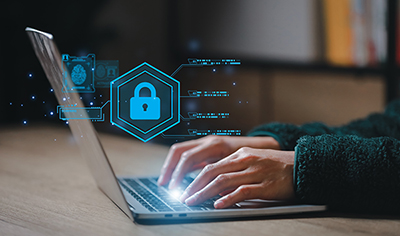 Cybersecurity and privacy and protect data concept. lock key ico